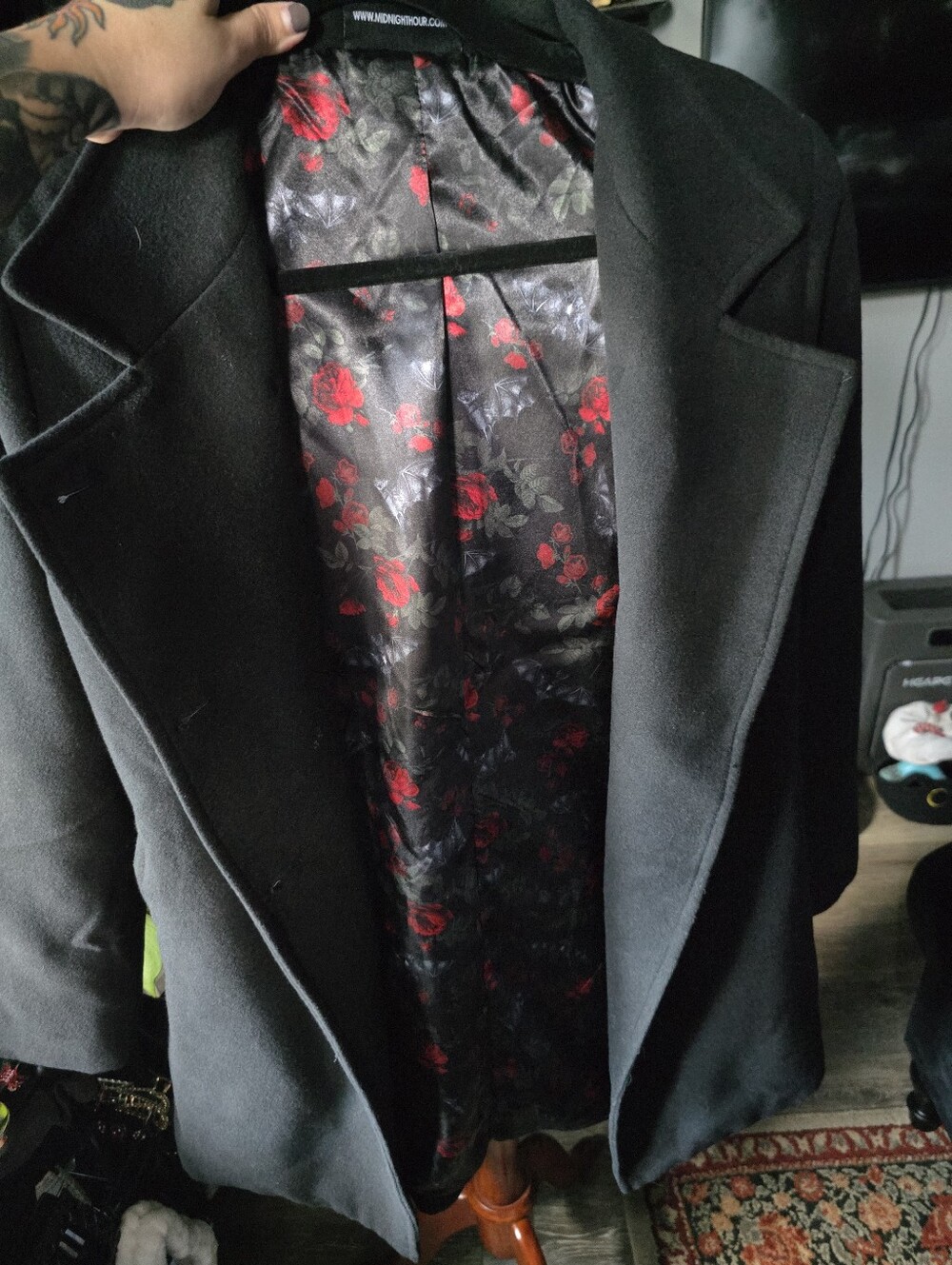 Midnight Hour Black Double-Breasted Pea Coat Size L